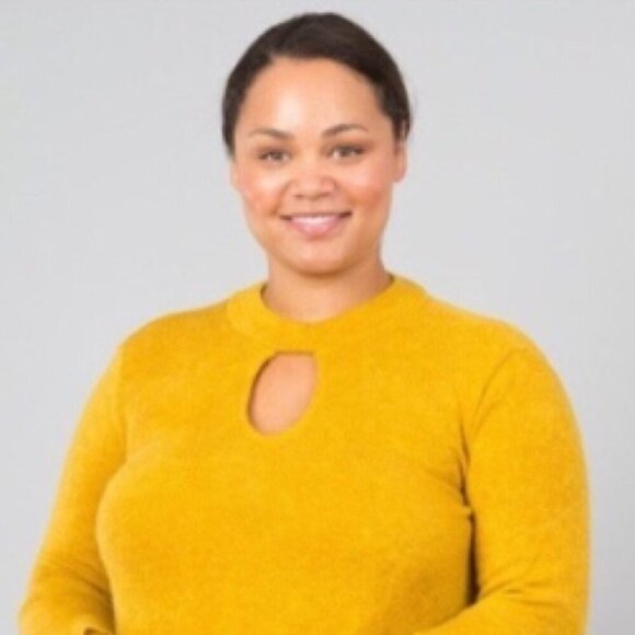 Mustard Yellow Bell Sleeve Knee Length Dress Keyhole Sweater Dress 2xl 3xl - Picture 9 of 11